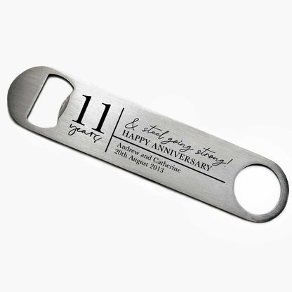 Personalised 11 Years & Steel Going Strong Bottle Opener