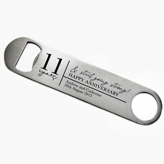 Personalised 11 Years & Steel Going Strong Bottle Opener