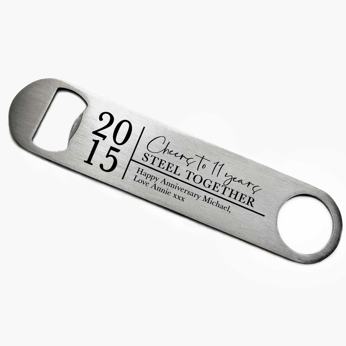 Personalised 11 Years Steel Together Bottle Opener