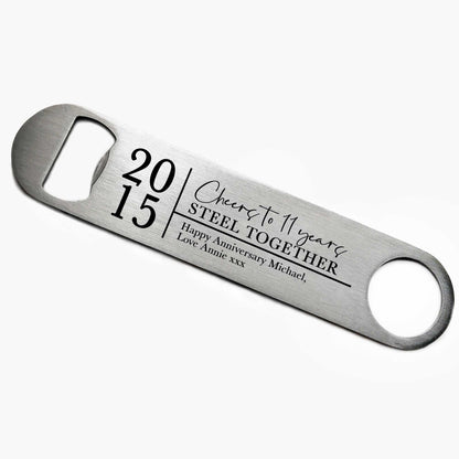 Personalised 11 Years Steel Together Bottle Opener