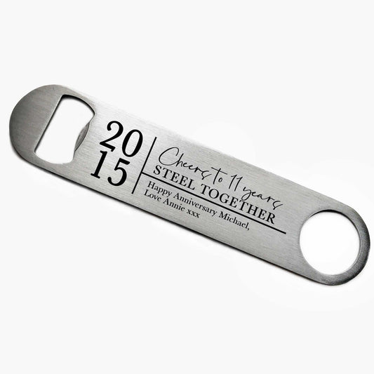 Personalised 11 Years Steel Together Bottle Opener