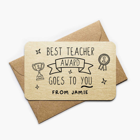 Personalised Teacher Award Wallet Card