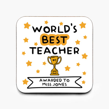Personalised World's Best Teacher Coaster
