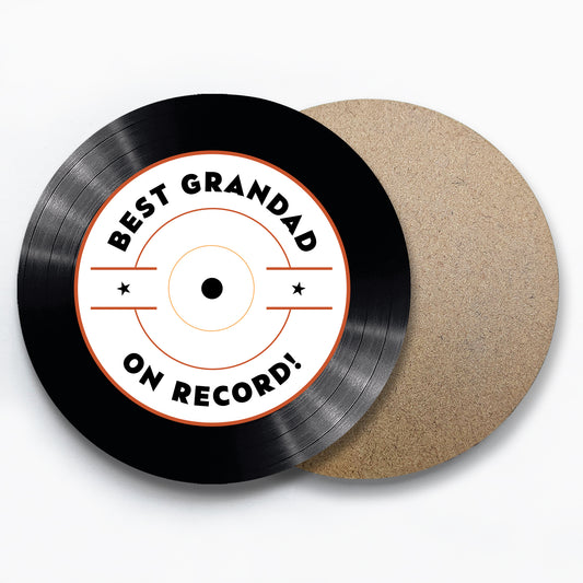 Personalised Best Grandad On Record Coaster